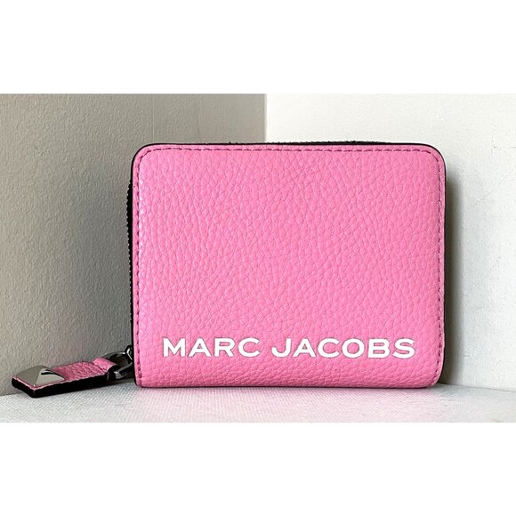 New Marc Jacobs Bold SLG Mini Compact Bifold Wallet Pebble Leather Petal Pink - Picture 5 of 5